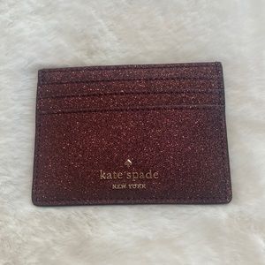 Kate Spade Shimmy Glitter Fabric Card Case, Deep Nova